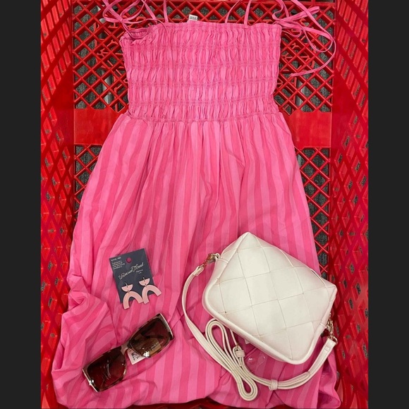 Women's Midi Smoked Sundress - A New Day Pink Striped XL - Picture 3 of 5